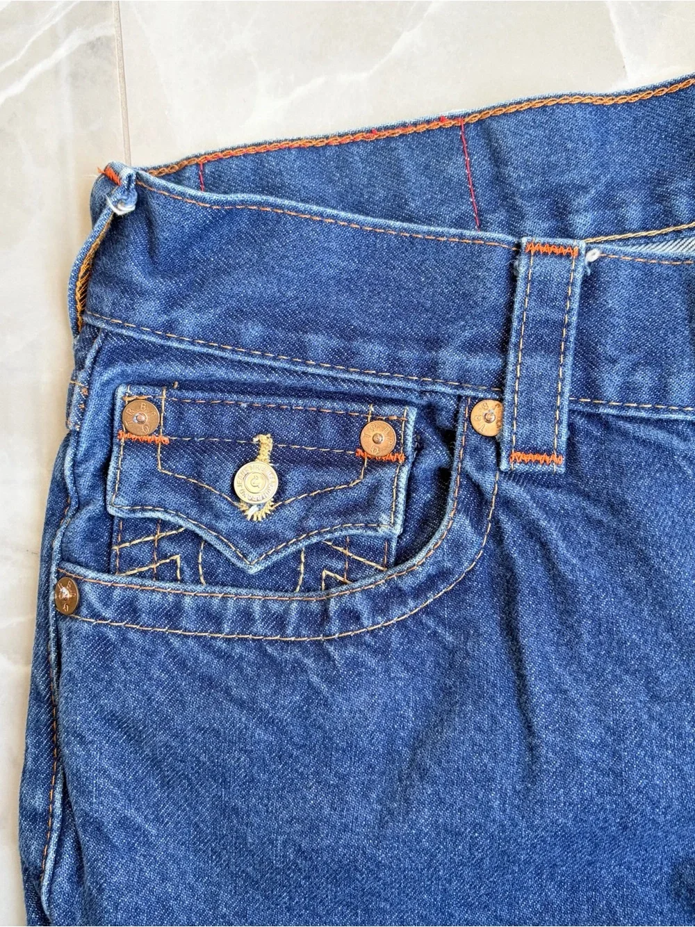 True Religion World Tour Section Straight Jeans Men’s 33 Blue Flap Pocket USA